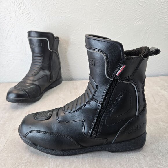 Sedici Antonio Motorcycly Riding Boots Mens 11 Black Leather Waterproof Biker - Picture 1 of 14